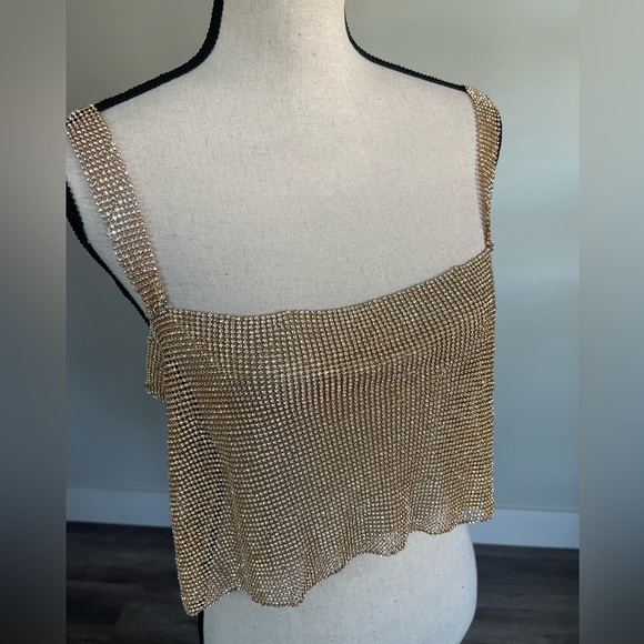 Gold Rhinestone Crop Top - Picture 2 of 6
